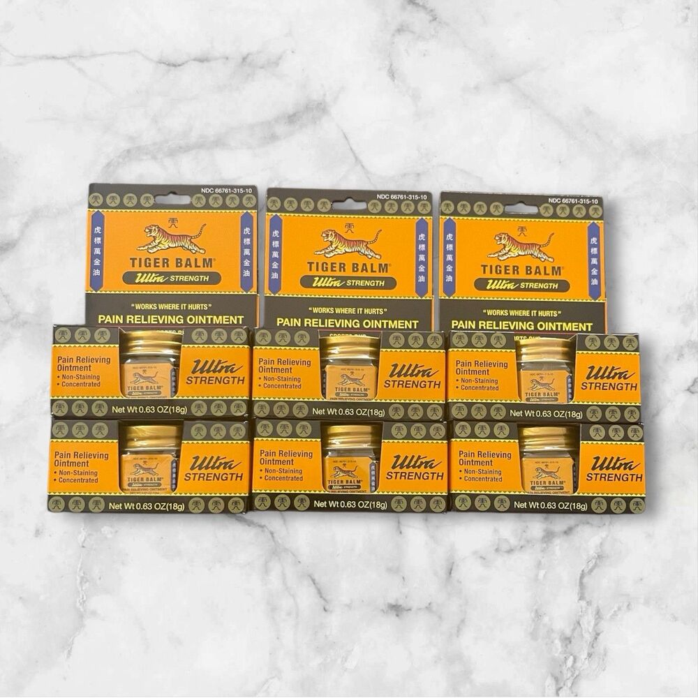 Lot 6 Tiger Balm Ultra Strength Pain Relieving Ointment 0.63 oz Each 09/2027 Exp